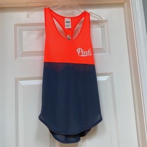 Brand new racer back tank top in orange and grey